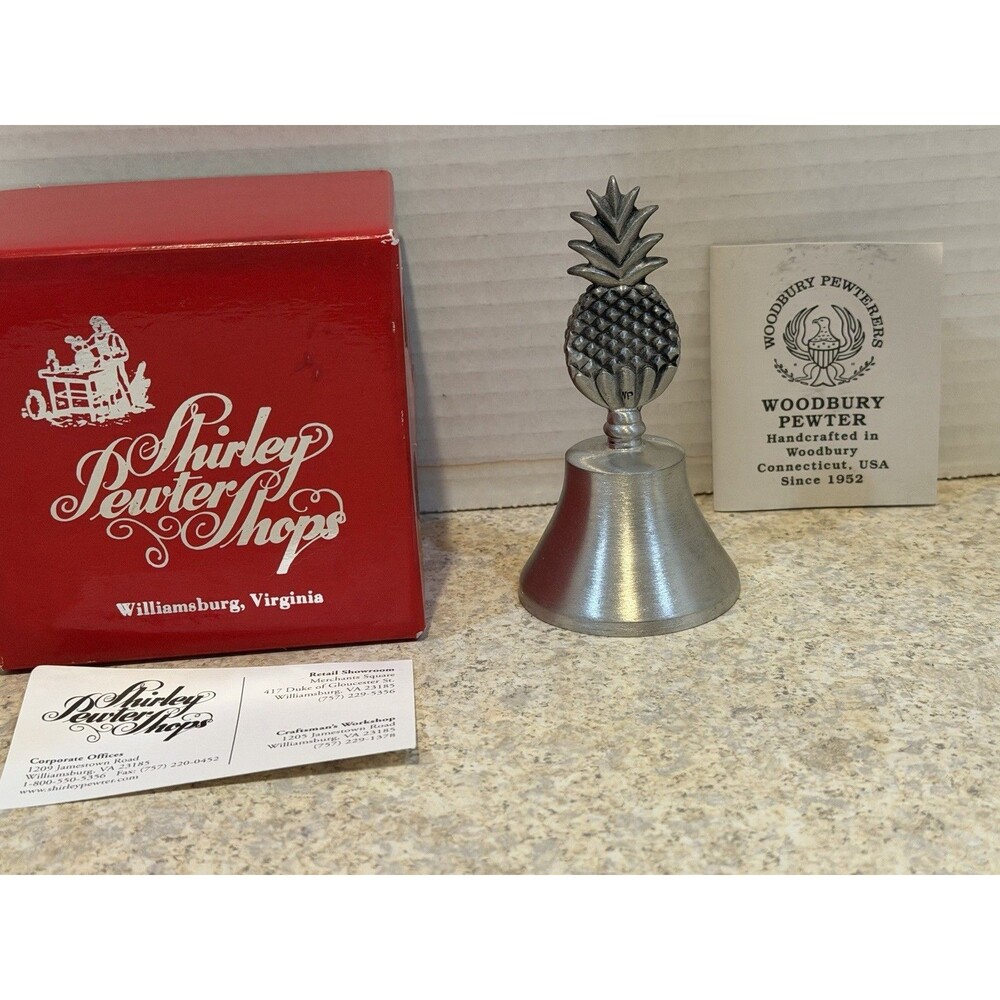Woodbury Pewter Pineapple Bell Shirley Pewter Shops Williamsburg VA w/ Box